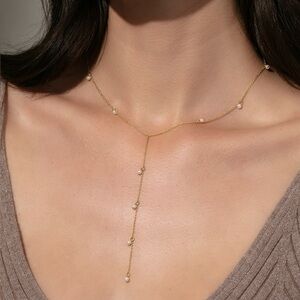 NEW Uncommon James Gold Pearl Lariat Necklace